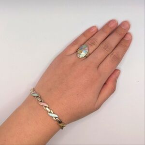 Silver and Pastel Bracelet and Ring Set
